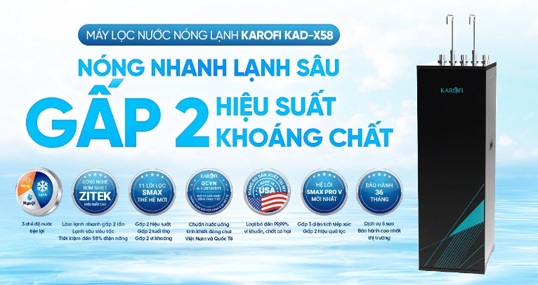 Máy Lọc Nước Nóng Lạnh Karofi Kad-X58 16 may loc nuoc nong lanh karofi kad x58 1